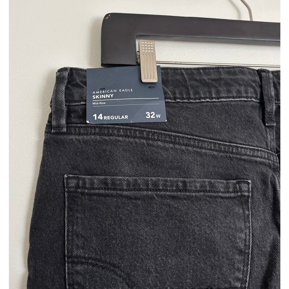 Black Magic American Eagle Mid Rise Stretch Skinny Jeans 14R - Picture 5 of 6